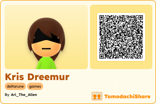 Kris Dreemur, a male Mii  with tags: deltarune, games