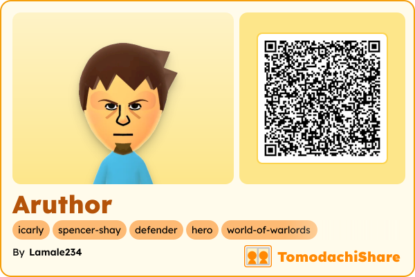 Aruthor, a male Mii  with tags: icarly, spencer-shay, defender, hero, world-of-warlords