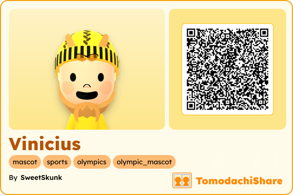 Vinicius, a male Mii  with tags: mascot, sports, olympics, olympic_mascot