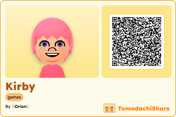 Kirby, a male Mii  with tags: games