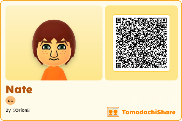 Nate, a male Mii  with tags: oc
