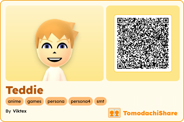 Teddie, a male Mii  with tags: anime, games, persona, persona4, smt