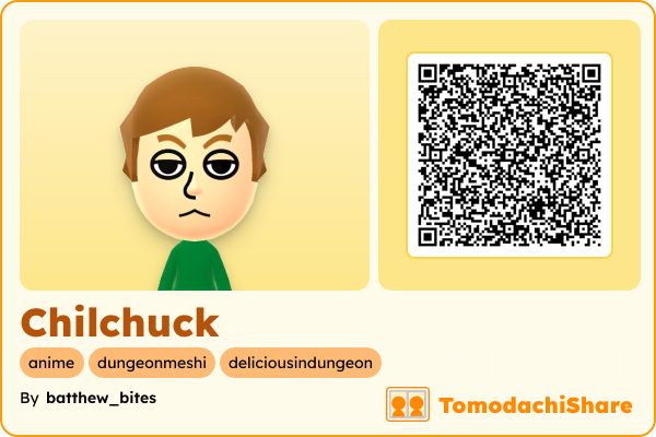 Chilchuck, a female Mii  with tags: anime, dungeonmeshi, deliciousindungeon