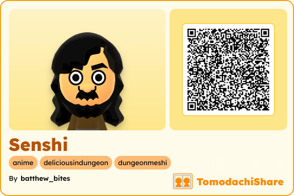 Senshi, a male Mii  with tags: anime, deliciousindungeon, dungeonmeshi