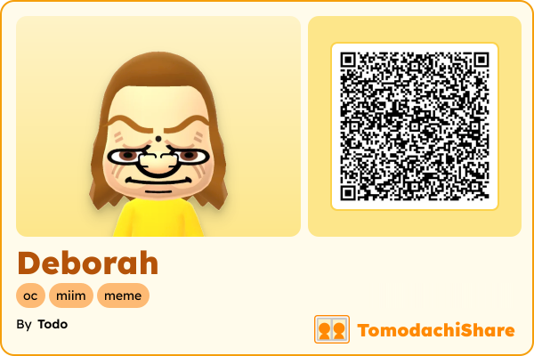 Deborah, a female Mii  with tags: oc, miim, meme