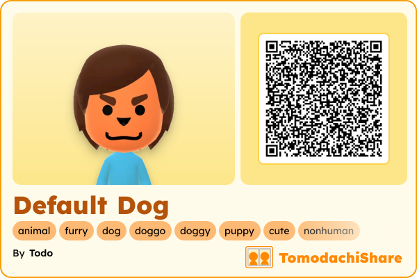 Default Dog, a male Mii  with tags: animal, furry, dog, doggo, doggy, puppy, cute, nonhuman