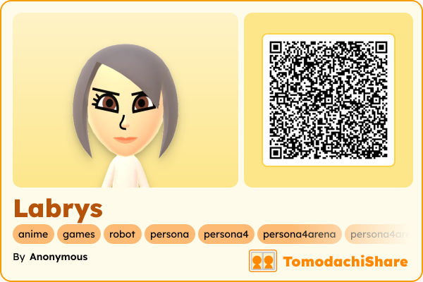 Labrys, a female Mii  with tags: anime, games, robot, persona, persona4, persona4arena, persona4arenaultimax, smt