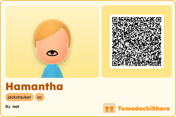 Hamantha, a female Mii  with tags: jackstauber, oc