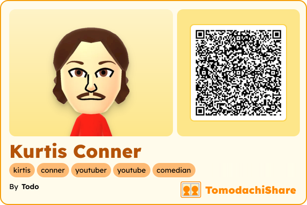 Kurtis Conner, a male Mii  with tags: kirtis, conner, youtuber, youtube, comedian
