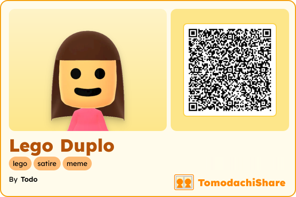Lego Duplo, a female Mii  with tags: lego, satire, meme