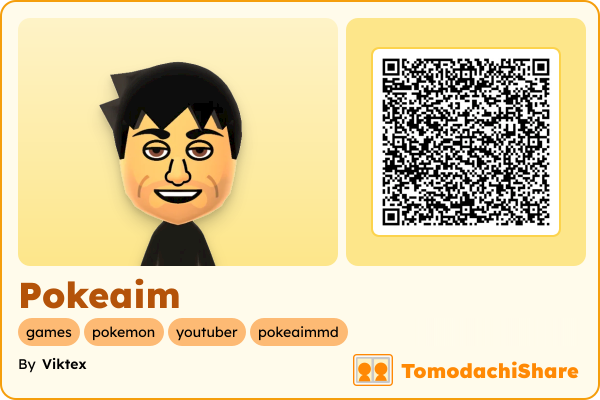 Pokeaim, a male Mii  with tags: games, pokemon, youtuber, pokeaimmd
