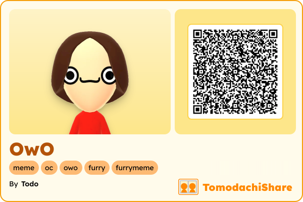 OwO, a male Mii  with tags: meme, oc, owo, furry, furrymeme