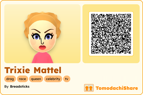 Trixie Mattel, a female Mii  with tags: drag, race, queen, celebrity, tv