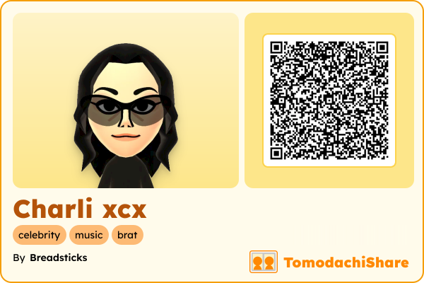 Charli xcx, a female Mii  with tags: celebrity, music, brat