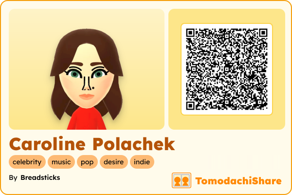 Caroline Polachek, a female Mii  with tags: celebrity, music, pop, desire, indie