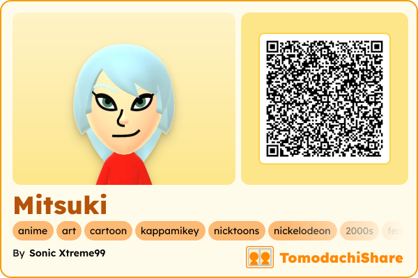 Mitsuki, a female Mii  with tags: anime, art, cartoon, kappamikey, nicktoons, nickelodeon, 2000s, female