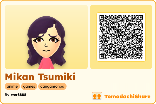 Mikan Tsumiki, a female Mii  with tags: anime, games, danganronpa