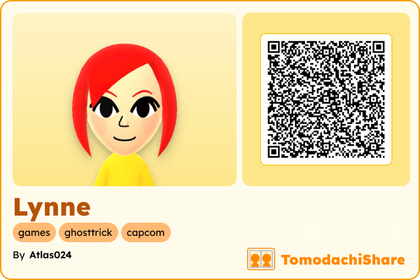 Lynne, a female Mii  with tags: games, ghosttrick, capcom