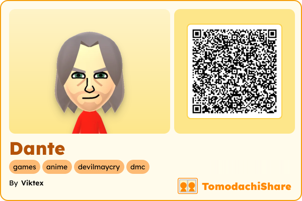 Dante, a male Mii  with tags: games, anime, devilmaycry, dmc