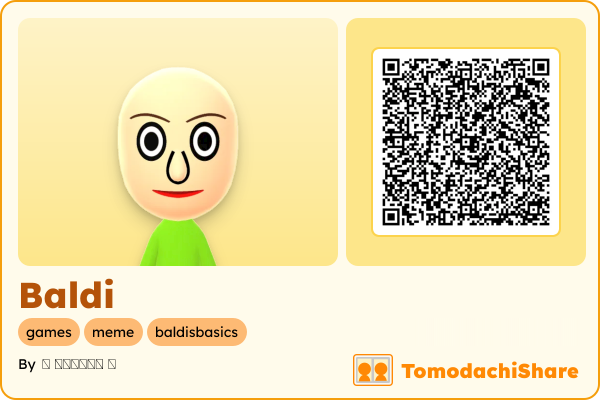 Baldi, a male Mii  with tags: games, meme, baldisbasics