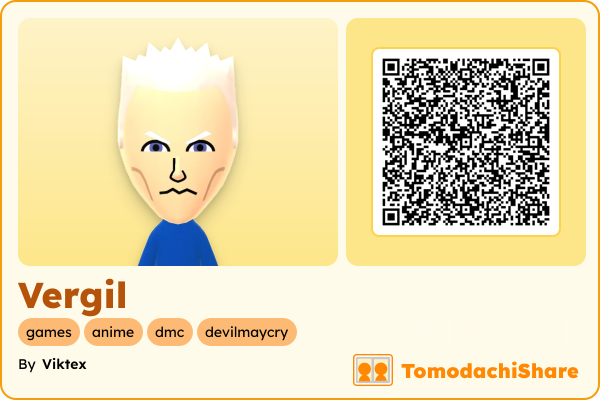 Vergil, a male Mii  with tags: games, anime, dmc, devilmaycry