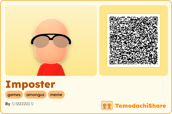 Imposter, a male Mii  with tags: games, amongus, meme