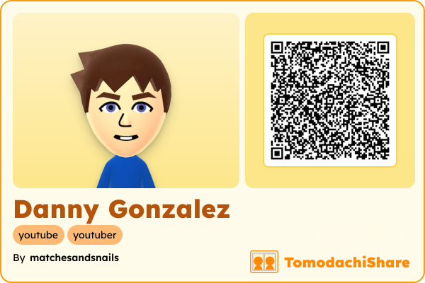Danny Gonzalez, a male Mii  with tags: youtube, youtuber