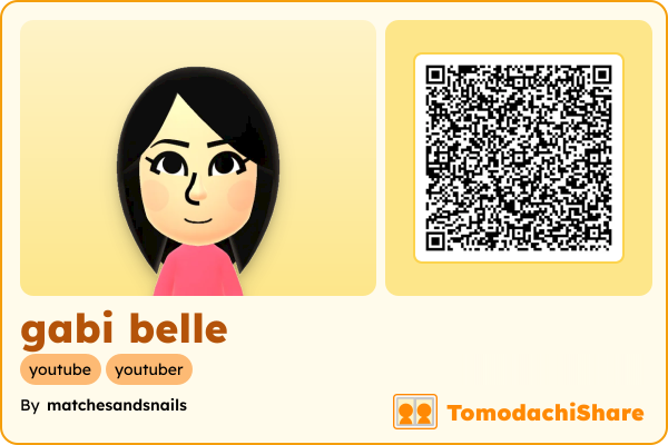 gabi belle, a female Mii  with tags: youtube, youtuber