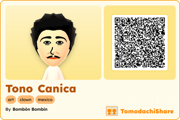 Tono Canica, a male Mii  with tags: art, clown, mexico