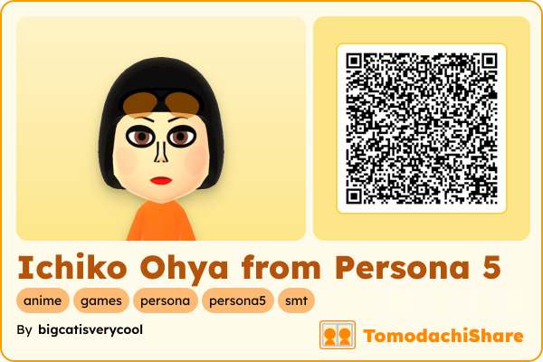 Ichiko Ohya from Persona 5, a female Mii  with tags: anime, games, persona, persona5, smt
