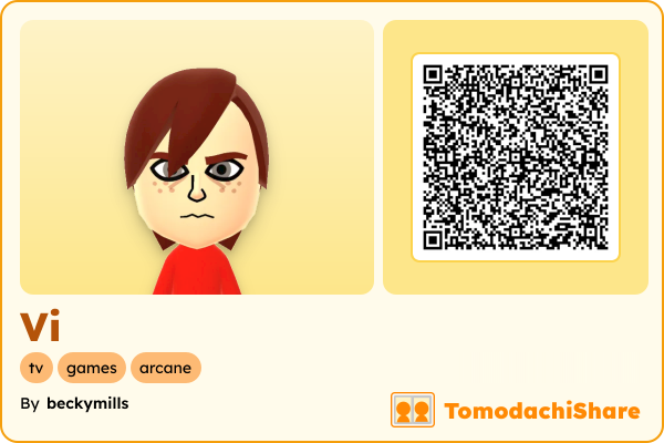 Vi, a female Mii  with tags: tv, games, arcane
