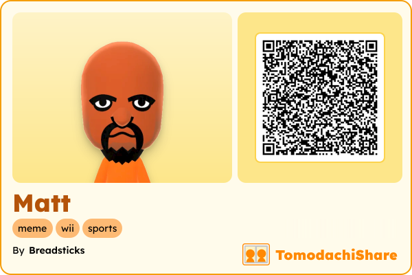 Matt, a male Mii  with tags: meme, wii, sports