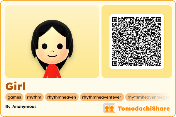 Girl, a female Mii  with tags: games, rhythm, rhythmheaven, rhythmheavenfever, rhythmheavenmegamix