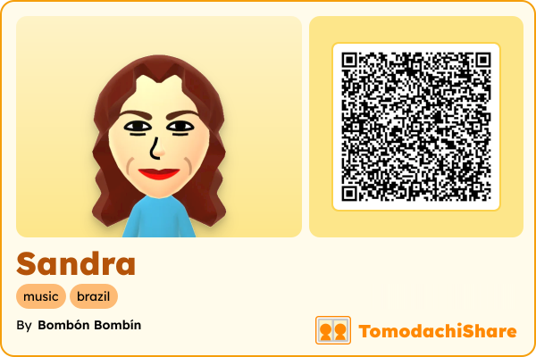 Sandra, a female Mii  with tags: music, brazil