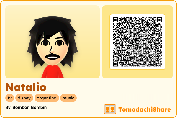 Natalio, a male Mii  with tags: tv, disney, argentina, music