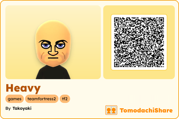 Heavy, a male Mii  with tags: games, teamfortress2, tf2