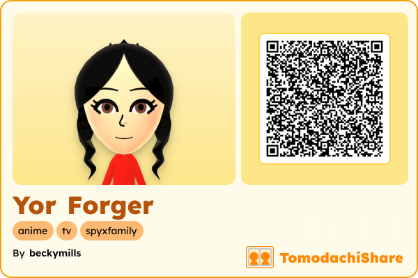 Yor Forger, a female Mii  with tags: anime, tv, spyxfamily