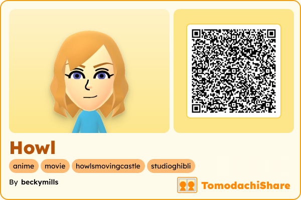 Howl, a male Mii  with tags: anime, movie, howlsmovingcastle, studioghibli