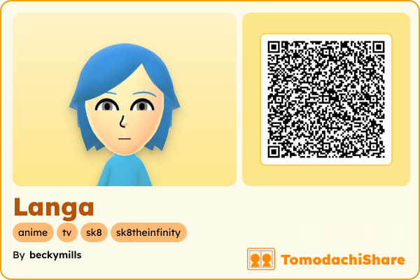 Langa, a male Mii  with tags: anime, tv, sk8, sk8theinfinity