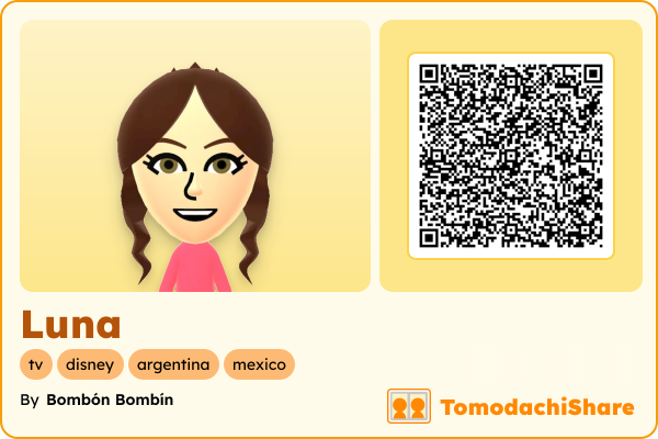 Luna, a female Mii  with tags: tv, disney, argentina, mexico