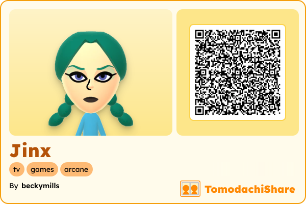 Jinx, a female Mii  with tags: tv, games, arcane