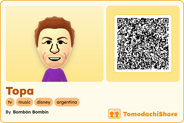 Topa, a male Mii  with tags: tv, music, disney, argentina