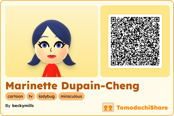 Marinette Dupain-Cheng, a female Mii  with tags: cartoon, tv, ladybug, miraculous