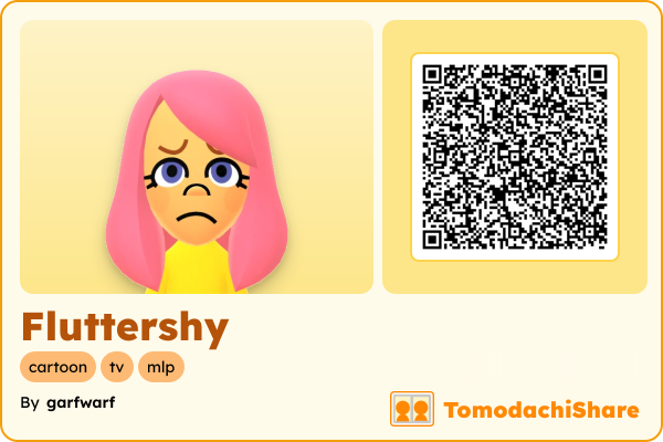 Fluttershy, a female Mii  with tags: cartoon, tv, mlp
