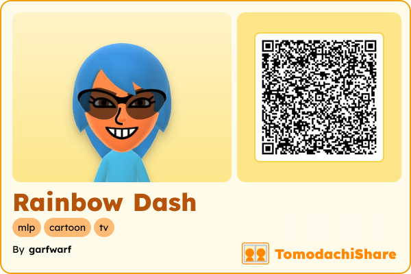 Rainbow Dash, a female Mii  with tags: mlp, cartoon, tv