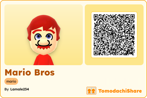 Mario Bros, a male Mii  with tags: mario