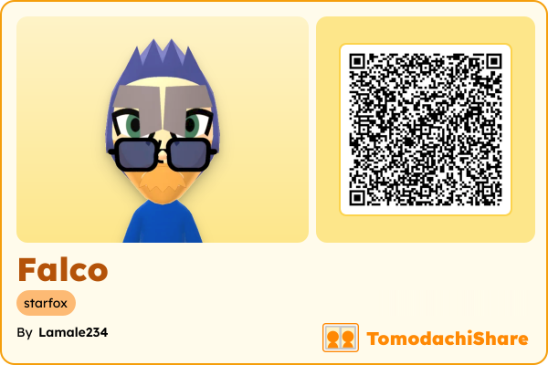 Falco, a male Mii  with tags: starfox