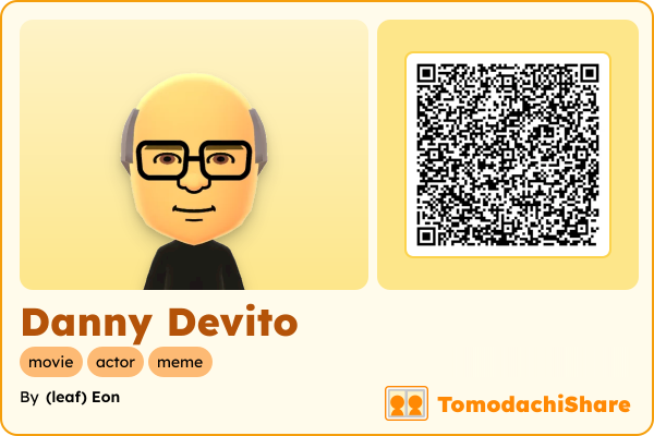 Danny Devito, a male Mii  with tags: movie, actor, meme