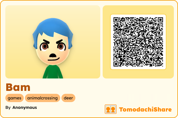 Bam, a female Mii  with tags: games, animalcrossing, deer