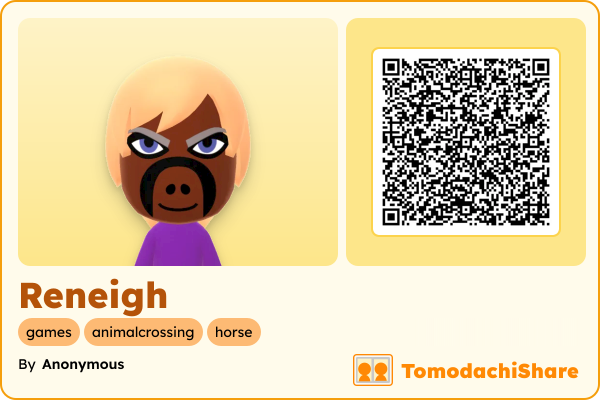 Reneigh, a female Mii  with tags: games, animalcrossing, horse